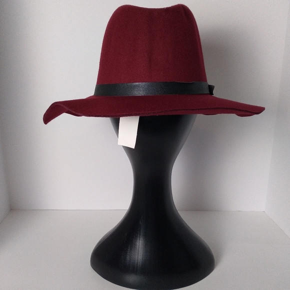 Women's Burgundy Floppy Brim Fedora Hat NWT - Picture 2 of 10
